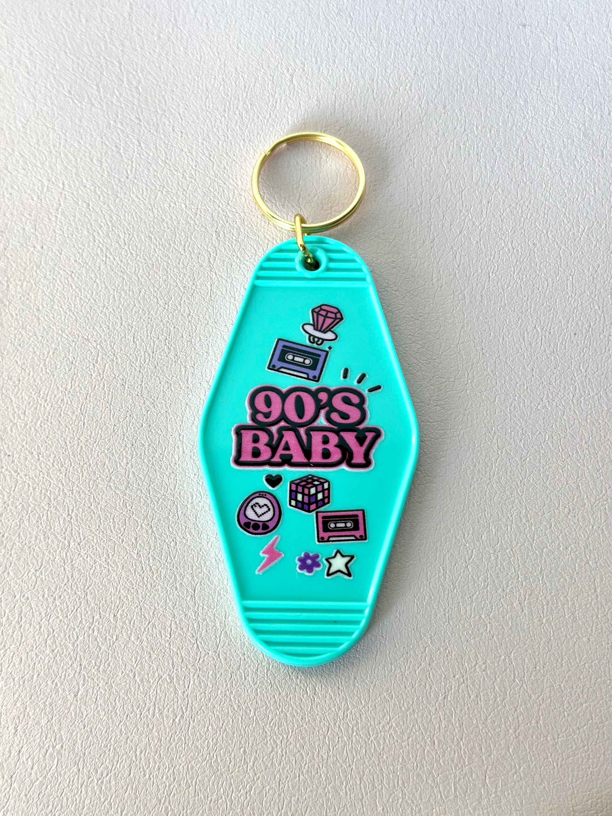 90’s Baby Keychain, Cute Retro Funny Keychain, Car Accessory, Gift for Friend, Motel Keychain, Girly Gift, Party Favor, Funny Keychain Gift