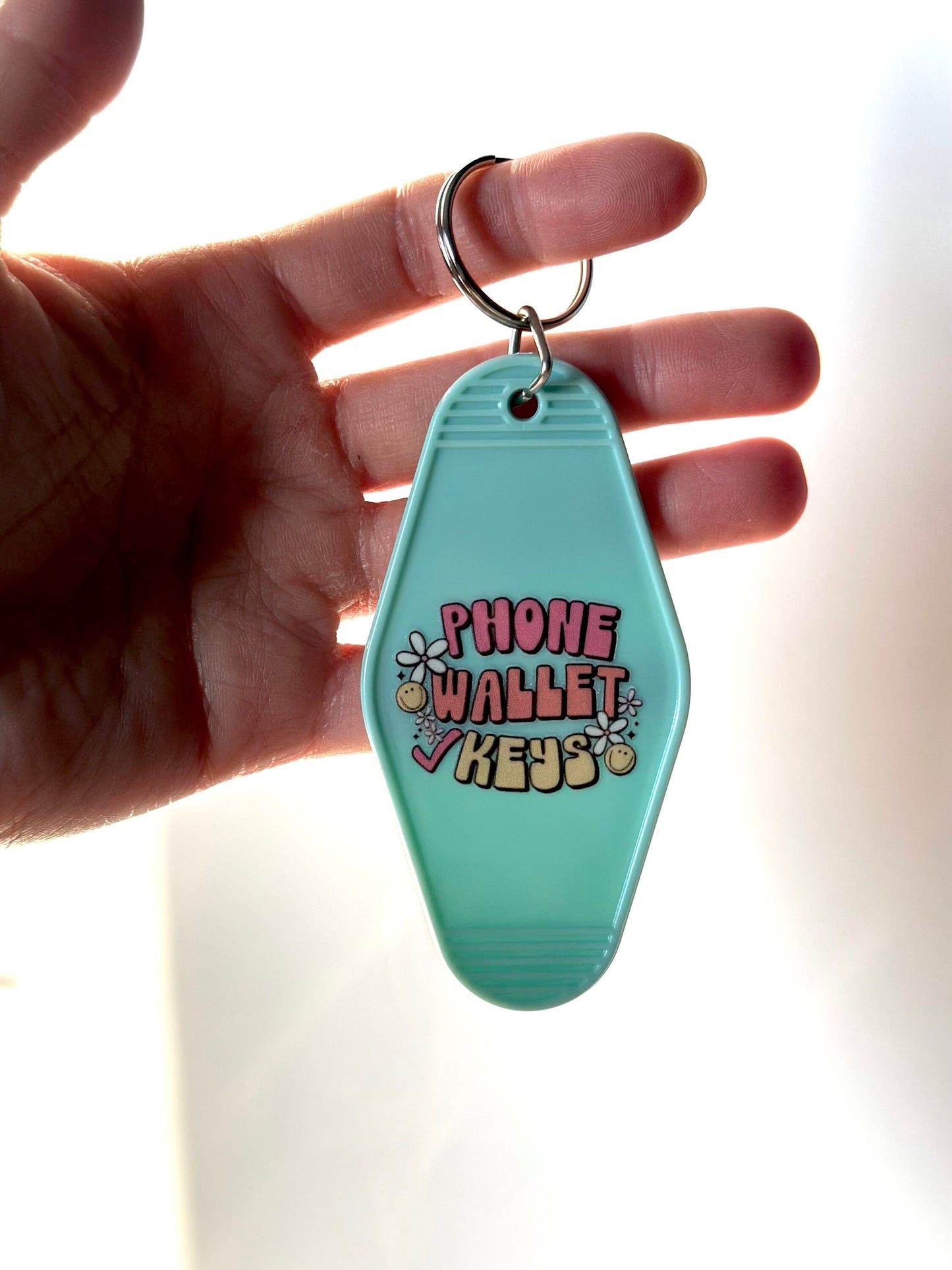 Phone Wallet Keys Keychain, Cute Retro Keychain, Car Accessory, Gift for Friend, Motel Keychain, Girly Gift, Party Favor