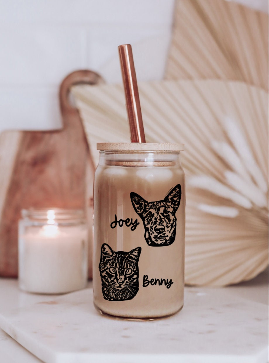 Personalized Pet Cup, Custom Glass Cup, Beer Can, Coffee Cup, Gift for Friends, Gift for Friend, Party Favor, Dog Mom Gift