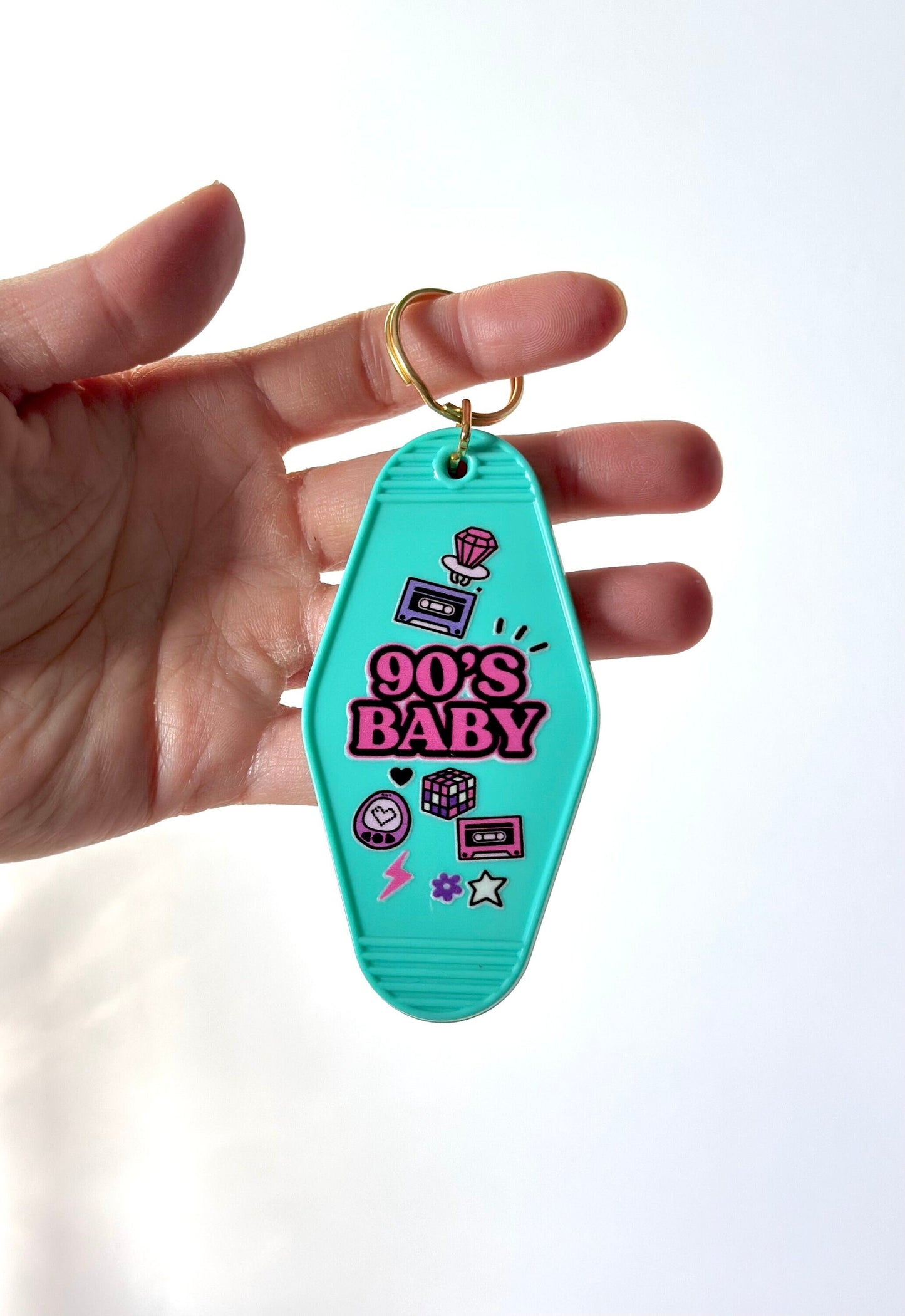 90’s Baby Keychain, Cute Retro Funny Keychain, Car Accessory, Gift for Friend, Motel Keychain, Girly Gift, Party Favor, Funny Keychain Gift