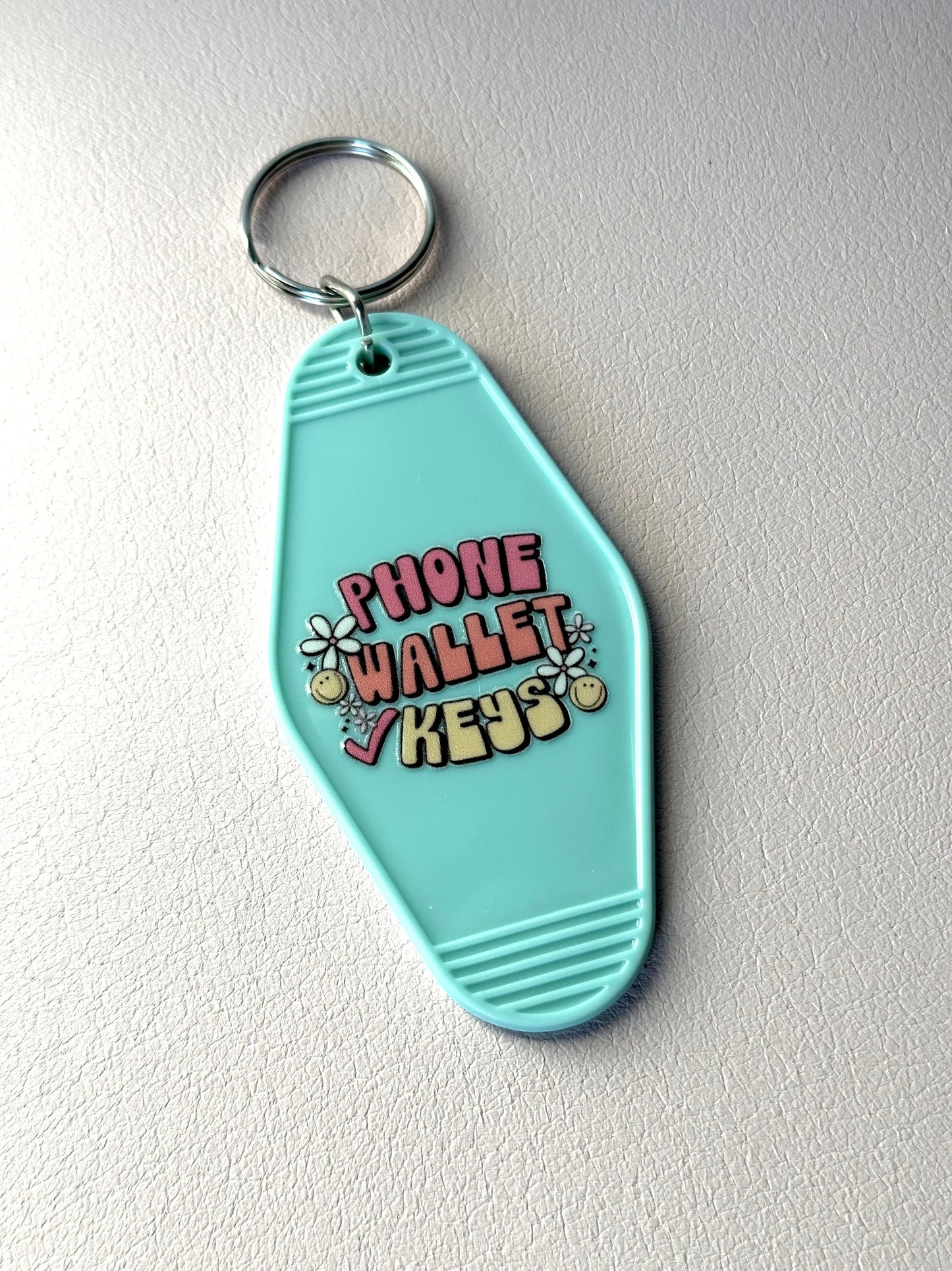 Phone Wallet Keys Keychain, Cute Retro Keychain, Car Accessory, Gift for Friend, Motel Keychain, Girly Gift, Party Favor