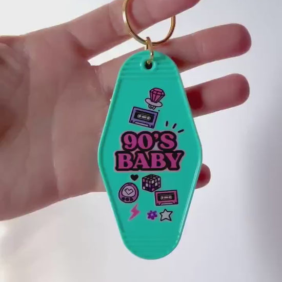 90’s Baby Keychain, Cute Retro Funny Keychain, Car Accessory, Gift for Friend, Motel Keychain, Girly Gift, Party Favor, Funny Keychain Gift