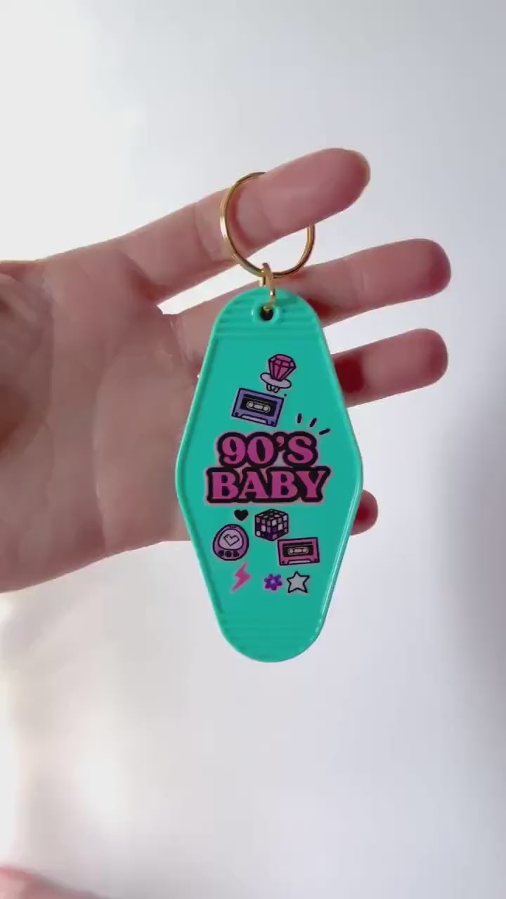 90’s Baby Keychain, Cute Retro Funny Keychain, Car Accessory, Gift for Friend, Motel Keychain, Girly Gift, Party Favor, Funny Keychain Gift